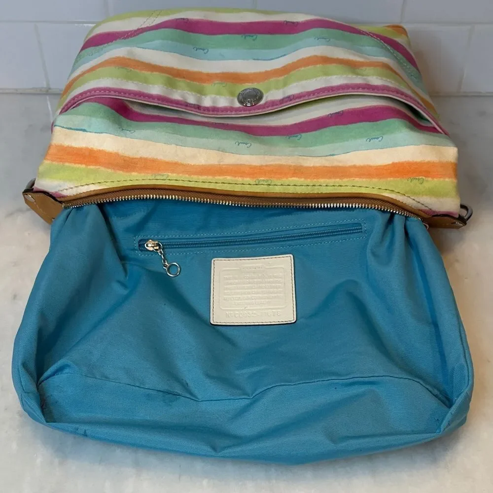 Coach Bag Purse Handbag Y2K Hampton Pastels Watercolor Stripe Hobo Shoulder Bag